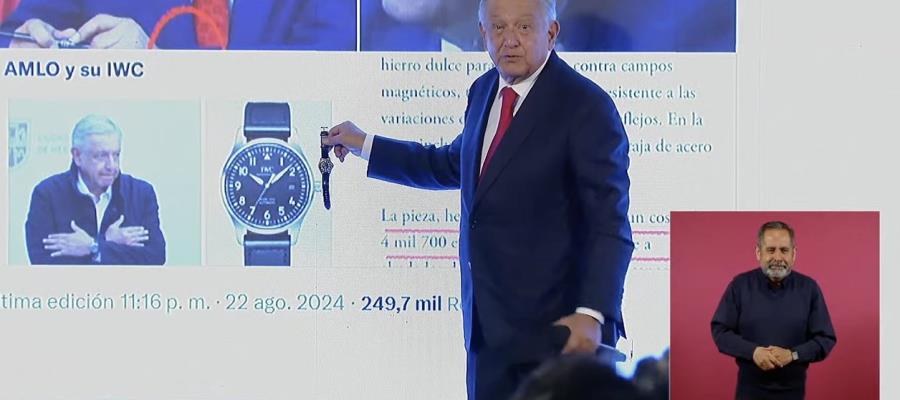 AMLO desmiente usar reloj "machuchón"; asegura que el suyo cuesta $2,500