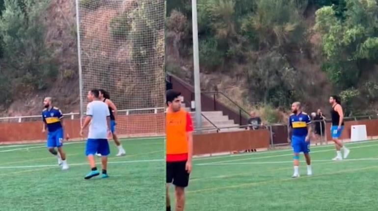 Reaparece Dani Alves jugando futbol en Barcelona con aficionados