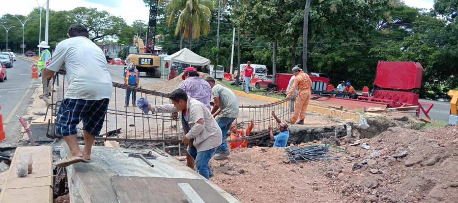 Concluyen hincado de ataguías en puente sobre laguna de Las Ilusiones