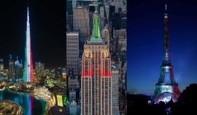 Edificios del mundo se iluminan con los colores de la bandera de México