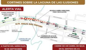 Anuncia Centro cierre de un carril de baja en el puente de Las Ilusiones, para colocación de ataguías