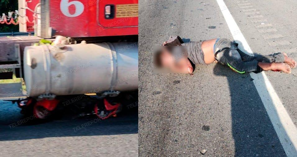 Sujeto muere tras ser embestido por un tráiler en la Cárdenas – Coatzacoalcos 