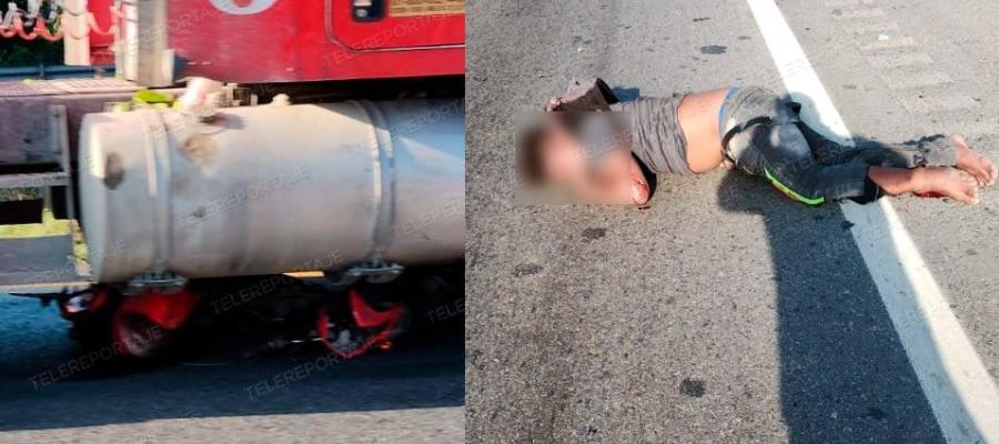 Sujeto muere tras ser embestido por un tráiler en la Cárdenas – Coatzacoalcos 