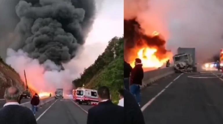 Corto circuito provoca incendio y explosión de pipa cargada de combustible en Michoacán