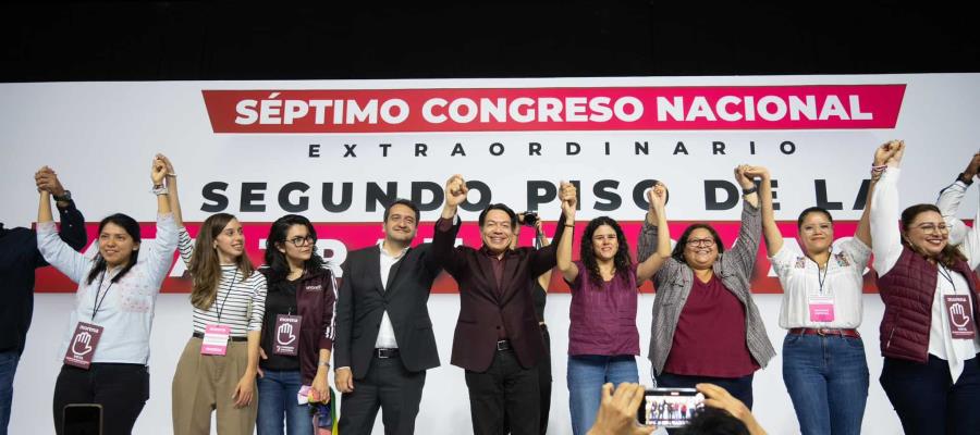 Luisa Alcalde, presidenta de Morena y Andy López, secretario de Organización