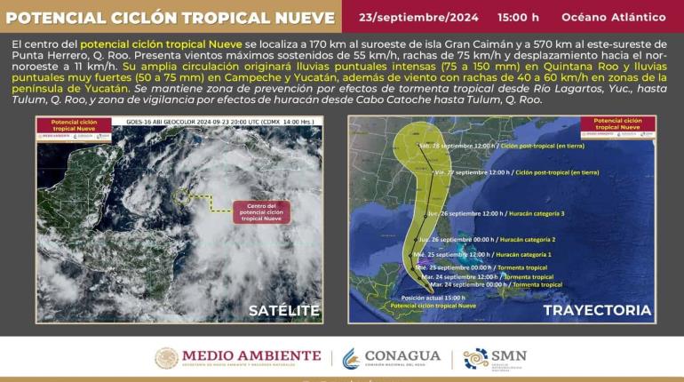 Ciclón Tropical "Nueve" amenaza las costas de Quintana Roo