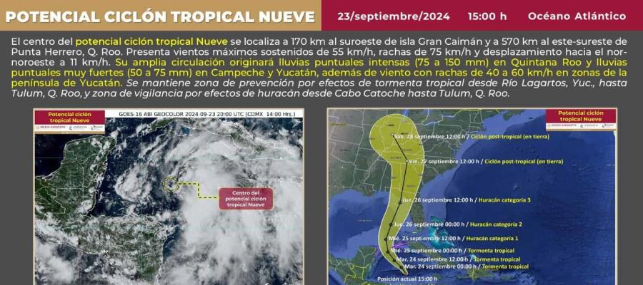 Ciclón Tropical "Nueve" amenaza las costas de Quintana Roo