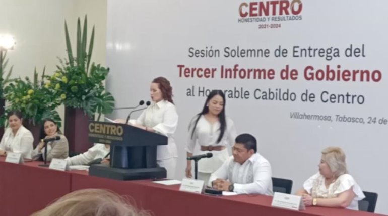 En Centro la gente manda: Aura Medina al entregar tercer informe de gobierno