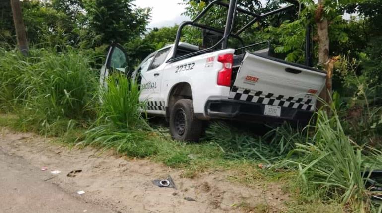 Patrulla de la Guardia Nacional sufre accidente en la Cárdenas-Villahermosa