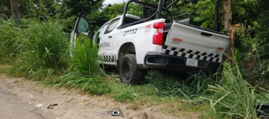 Patrulla de la Guardia Nacional sufre accidente en la Cárdenas-Villahermosa