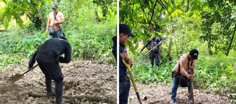 Autoridades investigan presunta fosa clandestina en Huimanguillo