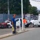 3 camionetas arman carambola en la carretera Villahermosa-La Isla