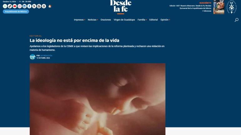 "Ideología no está por encima de la vida": Iglesia ante propuesta para despenalizar aborto en CDMX