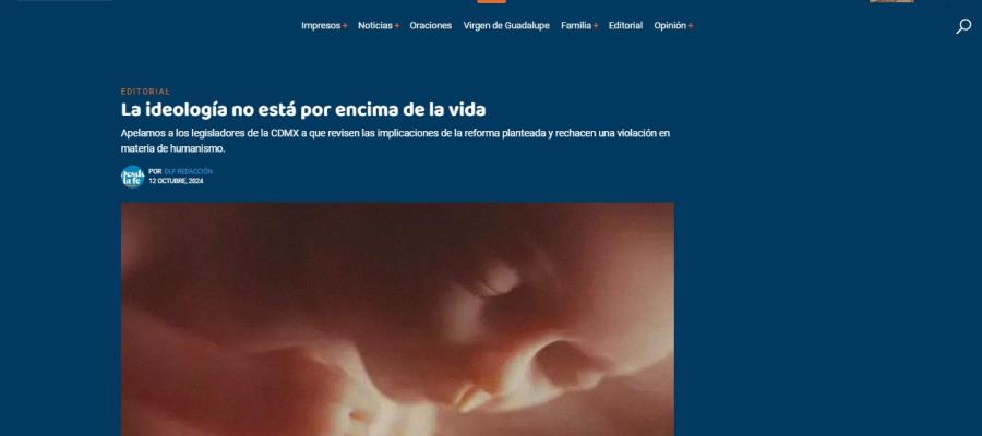 "Ideología no está por encima de la vida": Iglesia ante propuesta para despenalizar aborto en CDMX