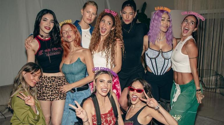 ¡Shakira, Belinda y Danna Paola juntas! en fiesta de solteras