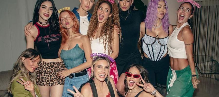 ¡Shakira, Belinda y Danna Paola juntas! en fiesta de solteras