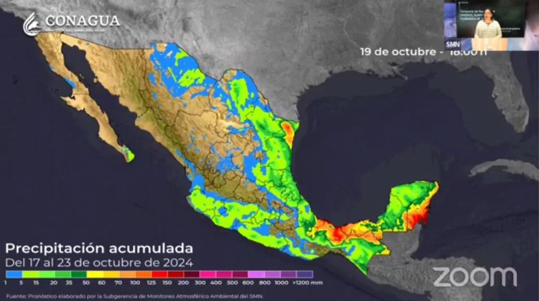 Alerta de lluvias intensas con puntuales torrenciales y actividad eléctrica en 7 estados del sur de México