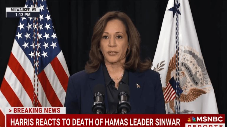 "El mundo es un lugar mejor": Kamala Harris tras muerte del líder de Hamás