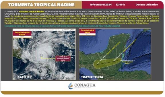 Emiten "Alerta Naranja" para Tabasco por efectos de "Nadine" y el frente frío no. 4