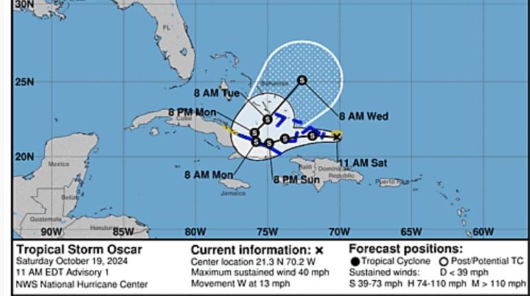 Se forma la tormenta tropical ´Oscar´ frente a las costas de Cuba