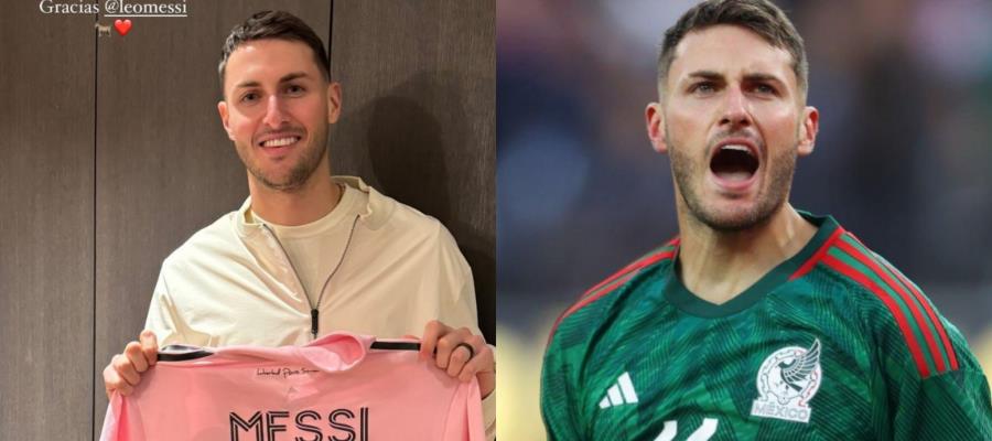 ¡Regalazo! Santi Giménez presume jersey del Inter de Miami firmado por Messi