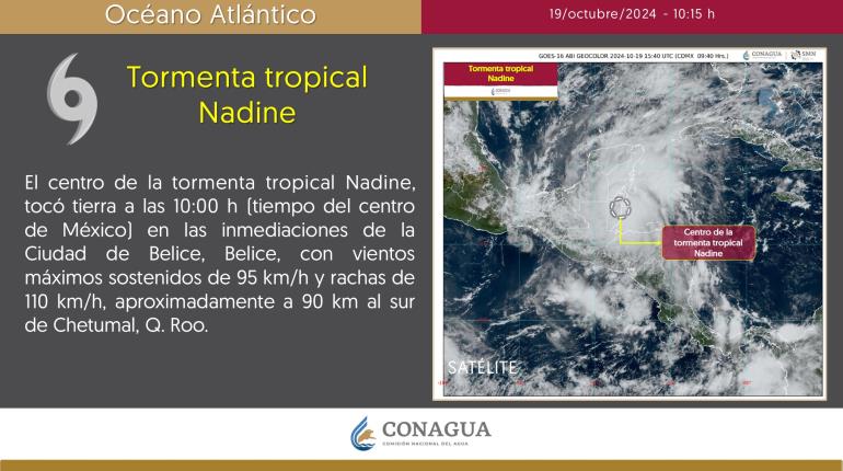 Se degrada "Nadine" a depresión tropical en Belice