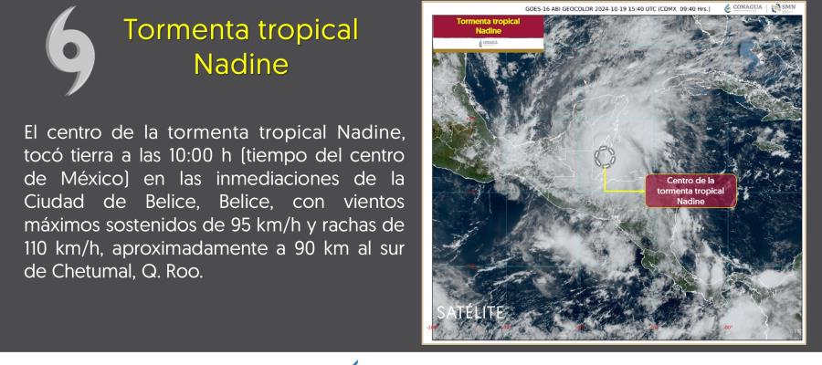 Se degrada "Nadine" a depresión tropical en Belice