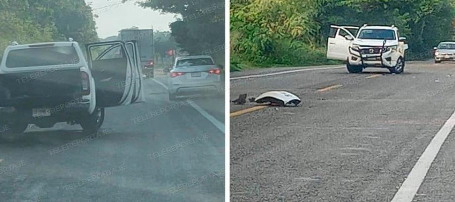 Abandonan camioneta chocada en la Villahermosa-Frontera