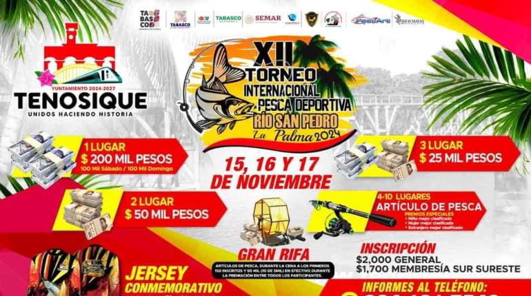 Invita Tenosique a su XII Torneo Internacional de Pesca Deportiva