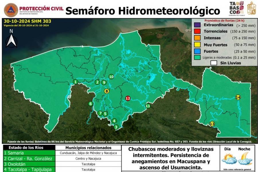 ¡Hoy llegaría a nivel máximo! Usumacinta crece 40 cm cada 24 horas: Conagua