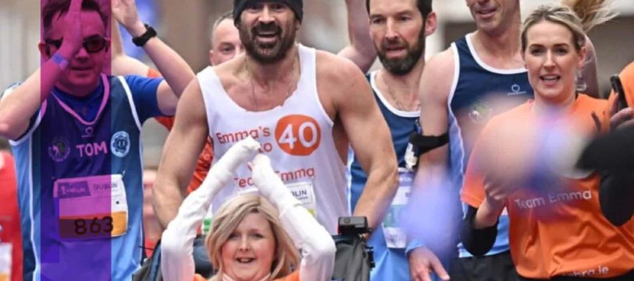 Colin Farrell completa el Maratón de Dublín junto a una amiga con Piel de Mariposa en silla de ruedas