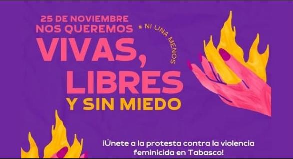 Condena colectivo Ni Una Menos, incremento de feminicidios en Tabasco