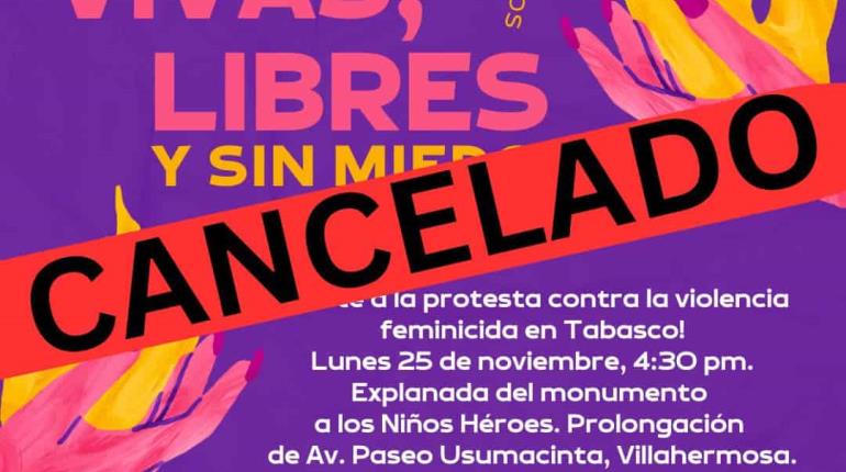 Cancelan marcha contra el feminicidio por inseguridad en Tabasco