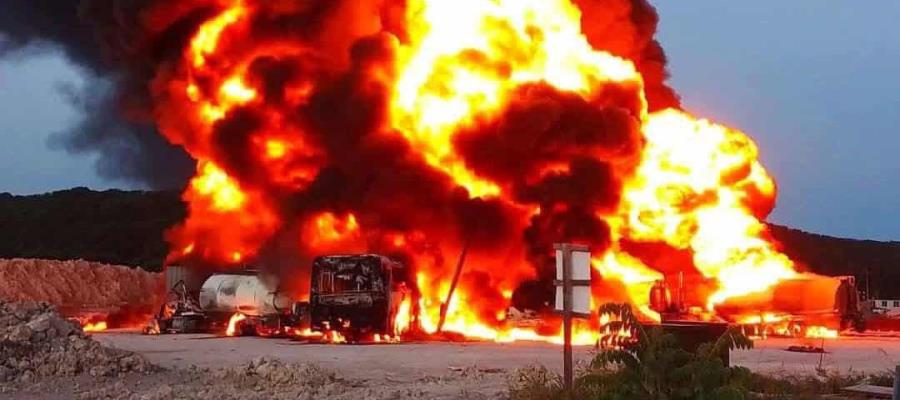 Incendio en depósito de combustible de Tren Maya en Campeche fue por mal procedimiento: Ejército