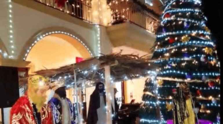 Se viraliza pino navideño elaborado con hojas de palma de coco en Veracruz