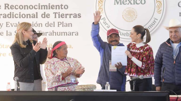 Sheinbaum firma decreto de reconocimiento y restitución de tierras a comunidades rarámuri de Chihuahua