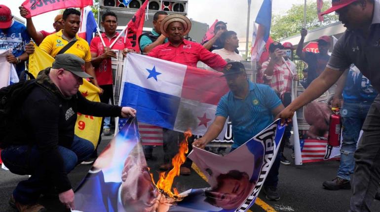 "Deja el canal": Panameños protestan contra Trump frente a embajada de EE. UU.