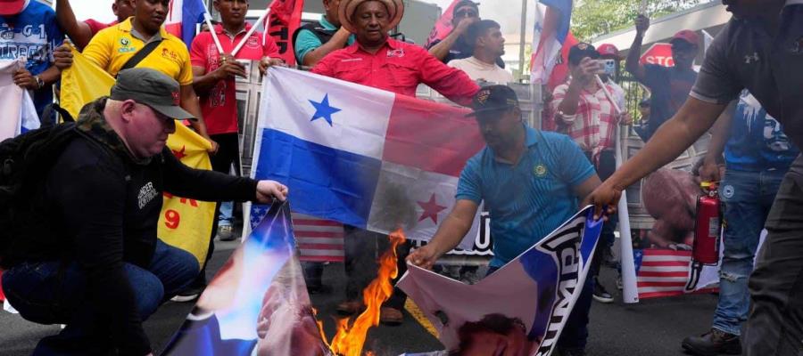 "Deja el canal": Panameños protestan contra Trump frente a embajada de EE. UU.