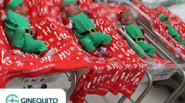 Viste Hospital de Monterrey a recién nacidos de elfos navideños