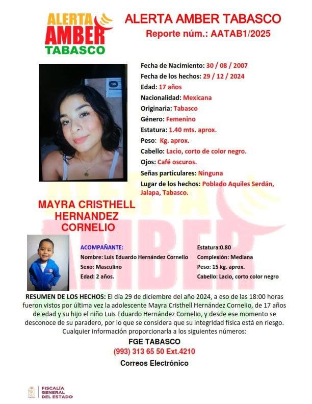 Buscan a joven de 17 y su hijo de 2 años desaparecidos en Jalapa