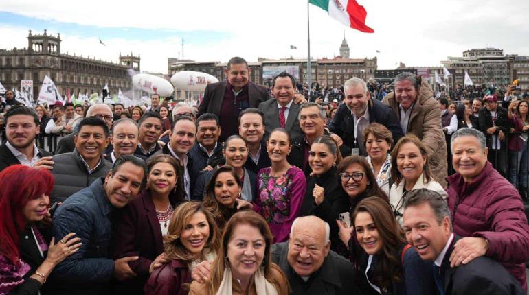 May y otros políticos tabasqueños acompañan a Sheinbaum en su informe