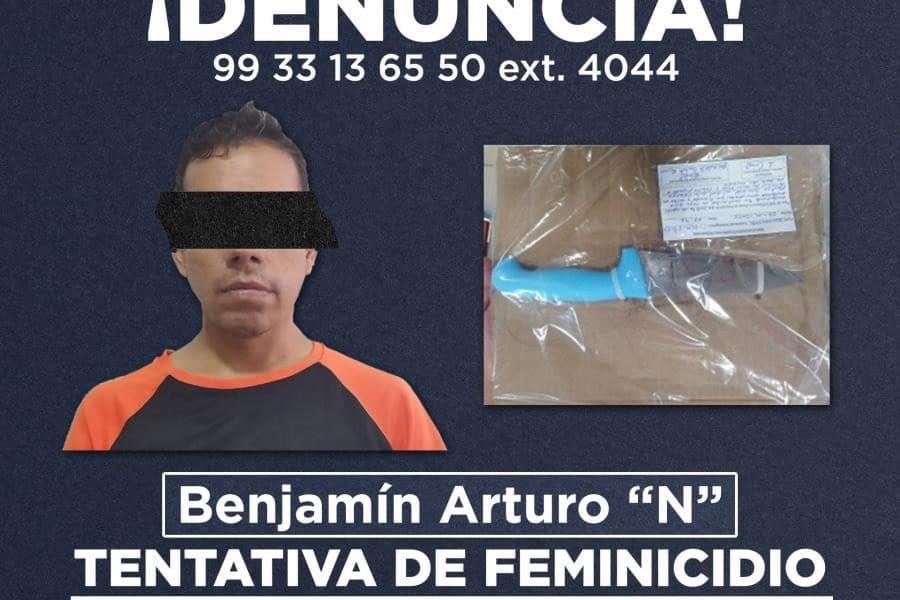 Sujeto es detenido en flagrancia por feminicidio en grado de tentativa en Tamulté de las Barrancas