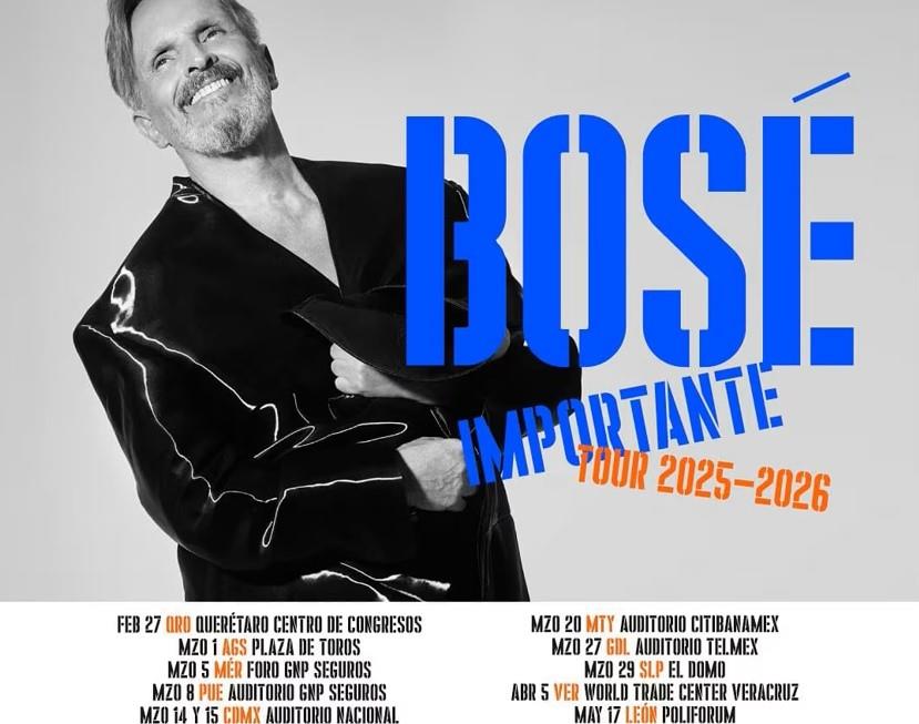 ¡Como dijimos! Miguel Bosé estará el 3 de abril en Villahermosa