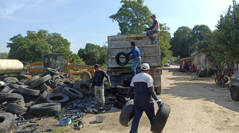 Descacharrizan 250 toneladas de llantas para prevenir el dengue en Tabasco