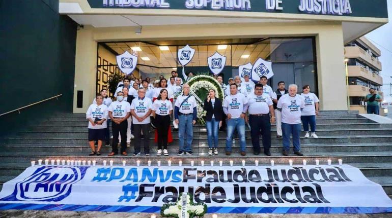 Protesta PAN Tabasco en el TSJ por ´fraude´ en la elección judicial