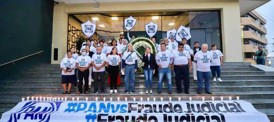 Protesta PAN Tabasco en el TSJ por ´fraude´ en la elección judicial