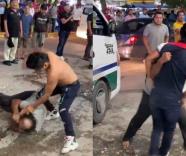 ¡Convierten zona del mercado en ring! Hombres protagonizan pelea en parada de combis