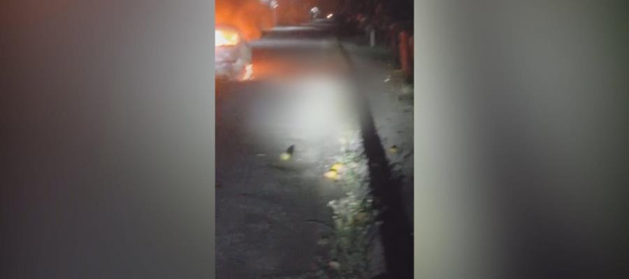 Ejecutan a persona e incendian vehículo en Cumuapa 1ra, Cunduacán