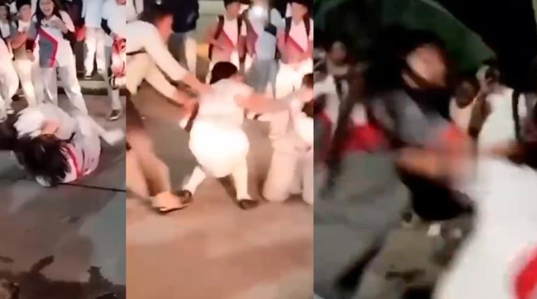 Alumnas de la Técnica 1 de Villahermosa protagonizan pelea en estacionamiento de Plaza Deportiva