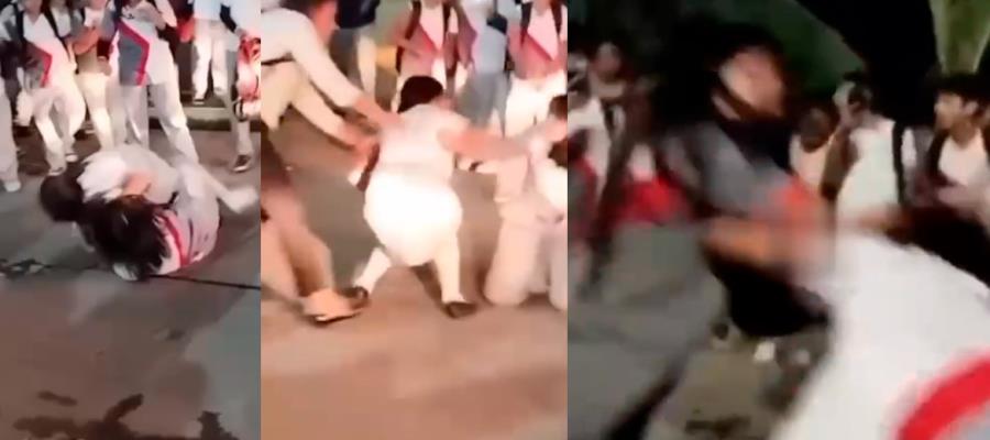 Alumnas de la Técnica 1 de Villahermosa protagonizan pelea en estacionamiento de Plaza Deportiva